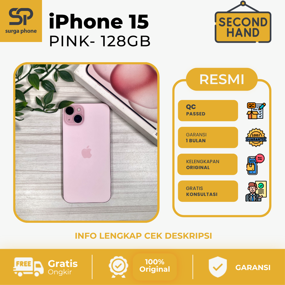 IPHONE 15 PLUS PINK 128GB EX IBOX