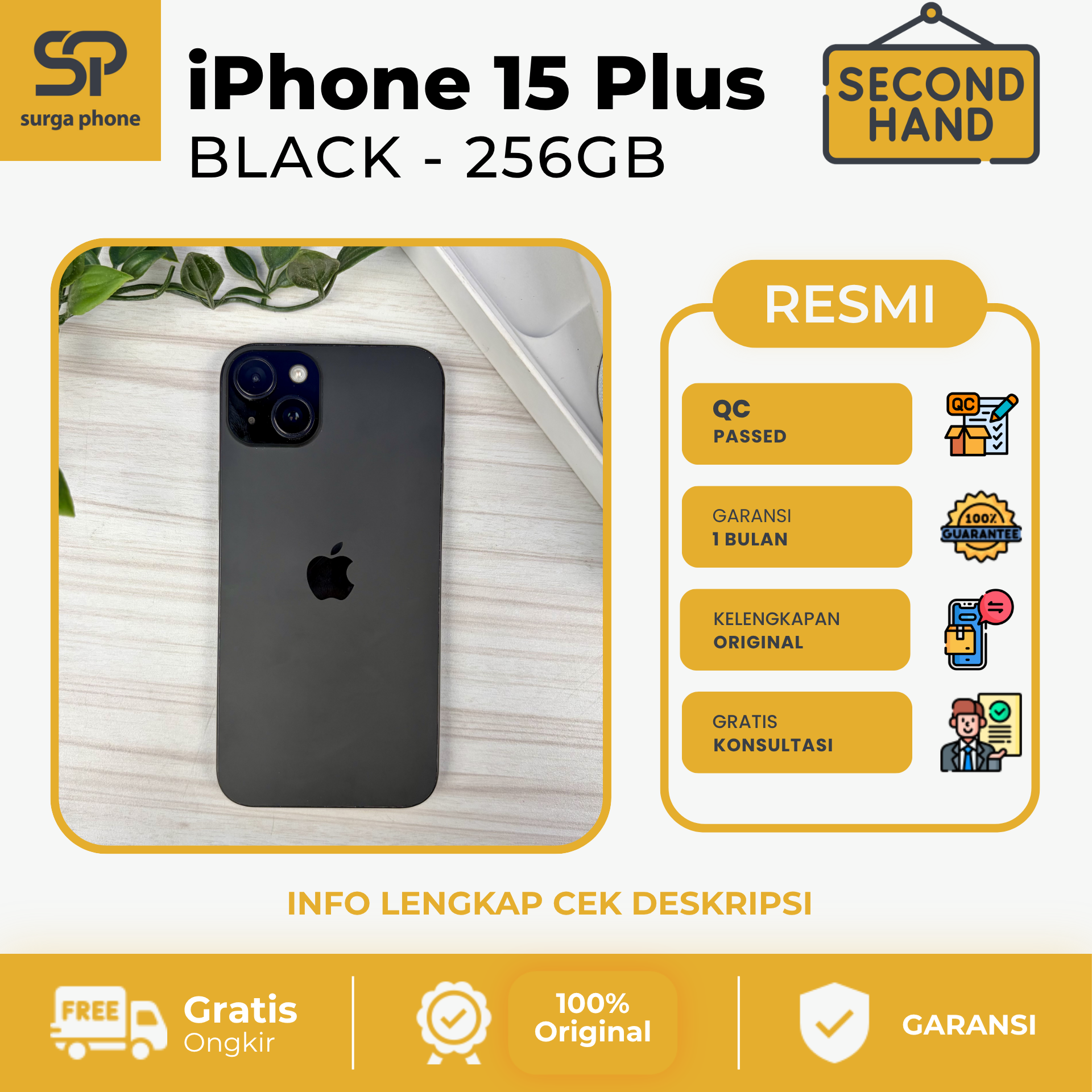 IPHONE 15 PLUS BLACK 256GB EX IBOX