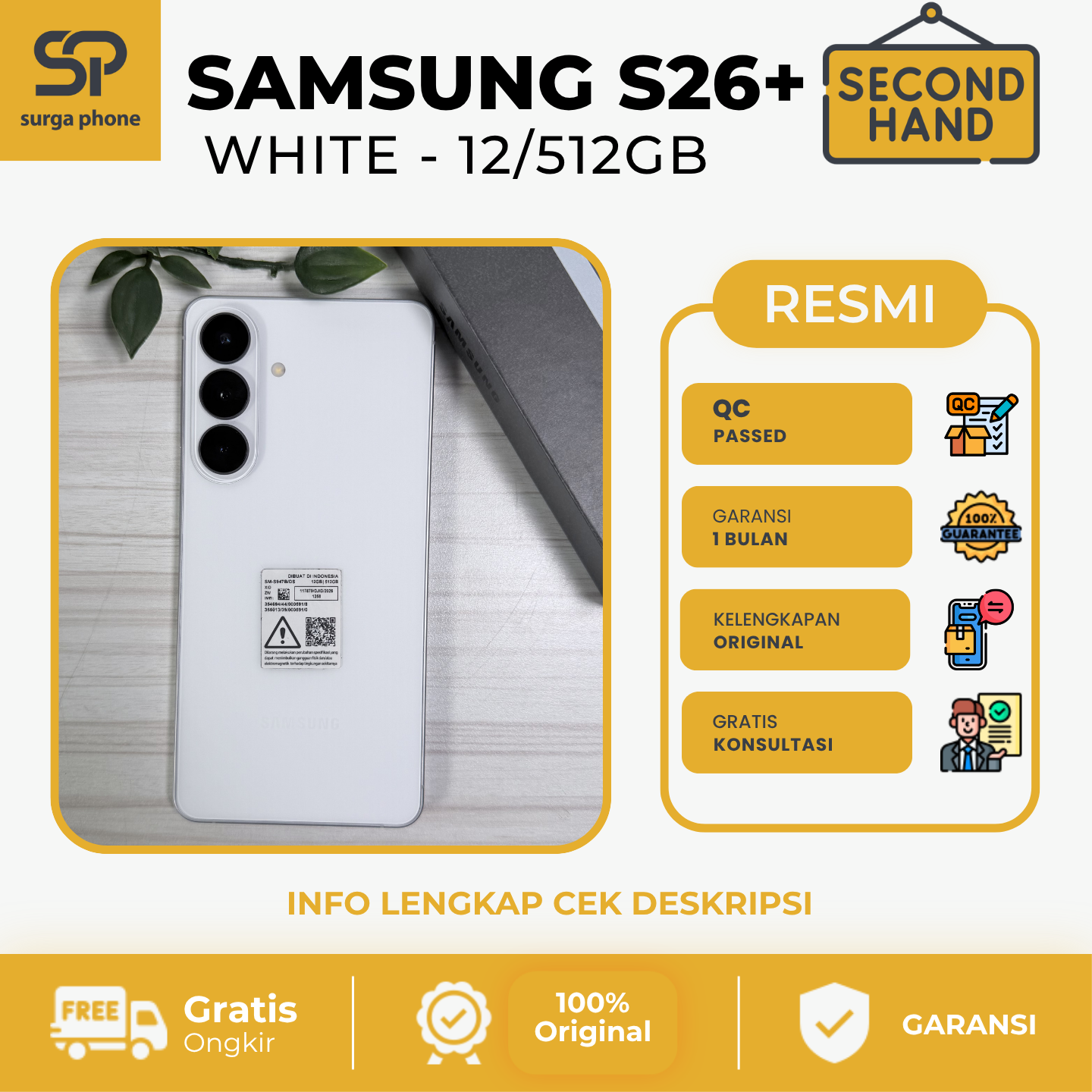S26 PLUS WHITE 12/512GB EX RESMI