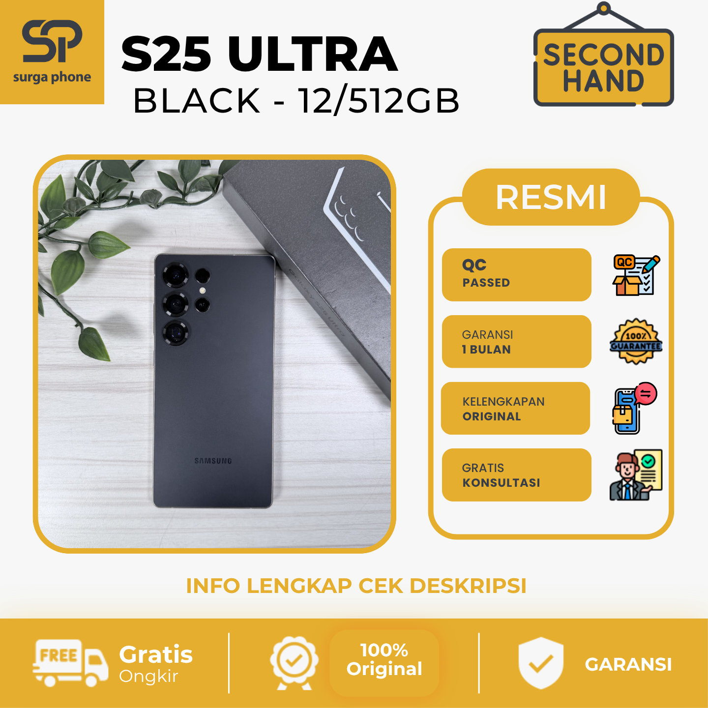 S25 ULTRA BLACK 12/256GB EX RESMI