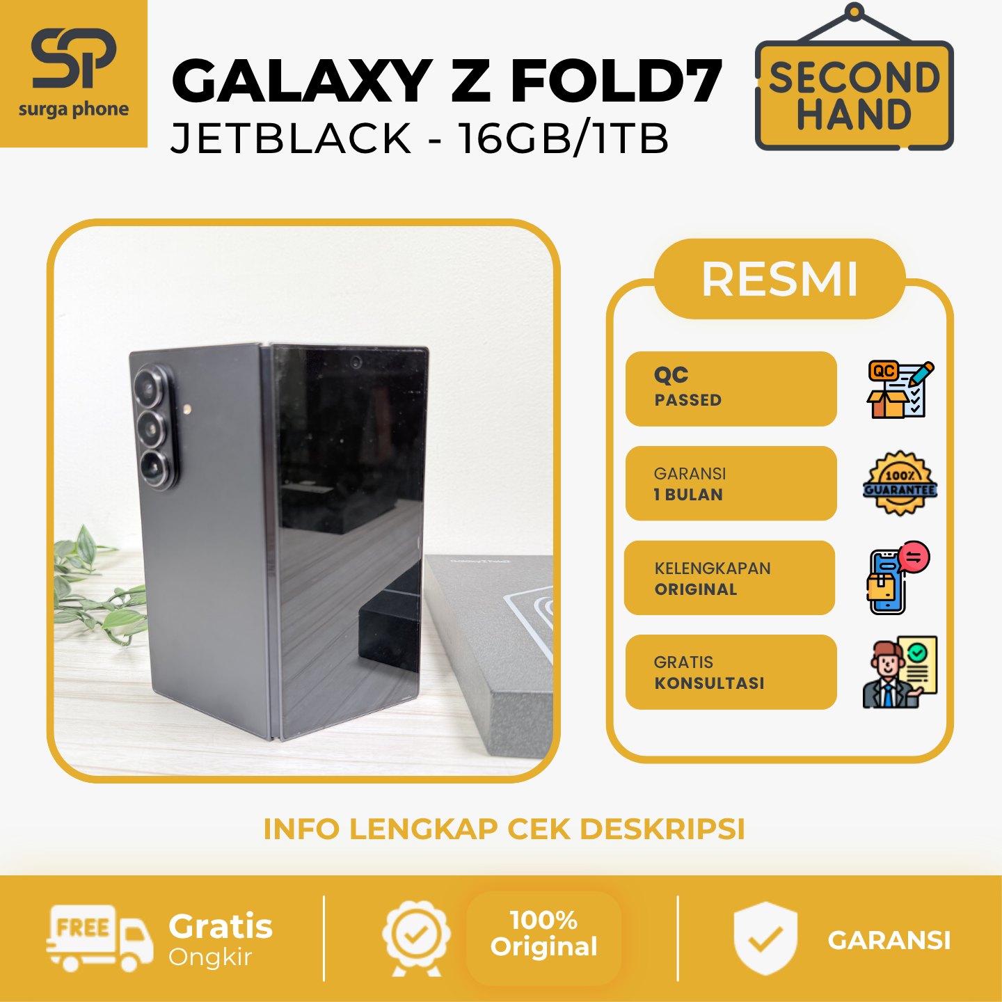 Z FOLD7 BLACK 16/1TBGB EX RESMI